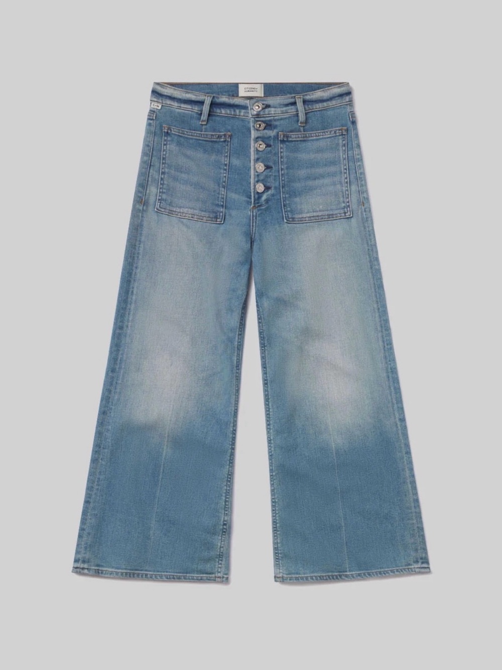 Wide Leg Button-Fly Women's Jeans in Light Blue